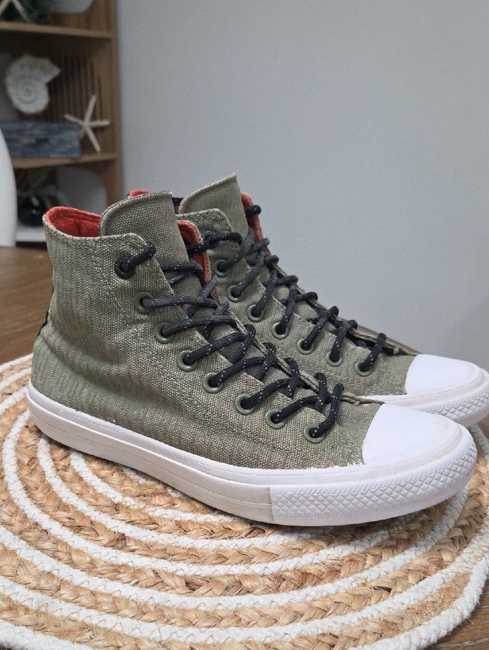 Converse All Star II Shield Olive Green Hightops, Size 9.5W/7.5M